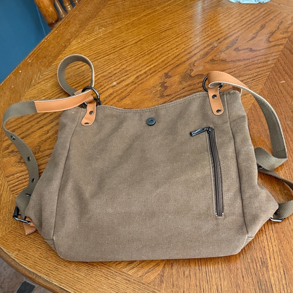 Classic Tan Canvas Messenger Bag
